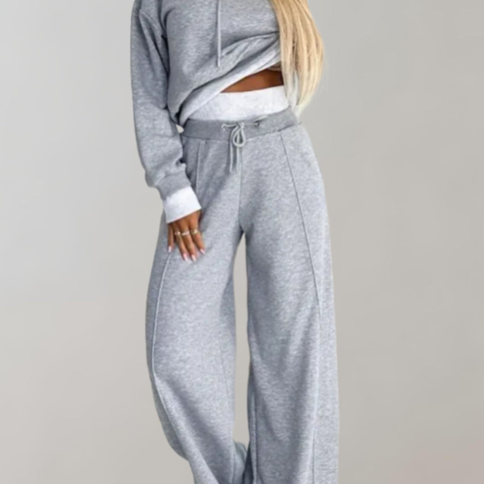 Nina – Survêtement hoodie 2 pièces avec pantalon large femme