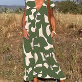 Robe avec imprimé et col en V