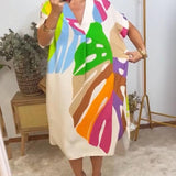 Robe décontractée à imprimé feuilles colorées