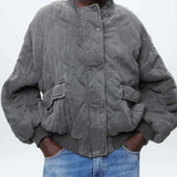 Swara | Veste Bomber Grise Coupe Ample et Tendance pour Femme