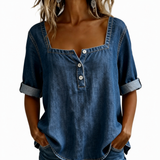 Marceline | Chemise denim col carré