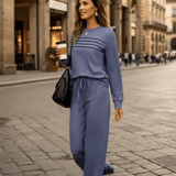 Set Haut à Col Rond pour Femme et Pantalon à Cordon