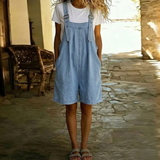 Ondine | Salopette courte en jean bleu clair