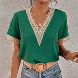 Evelina | Blouse à Col V en Dentelle Crochet pour Femme