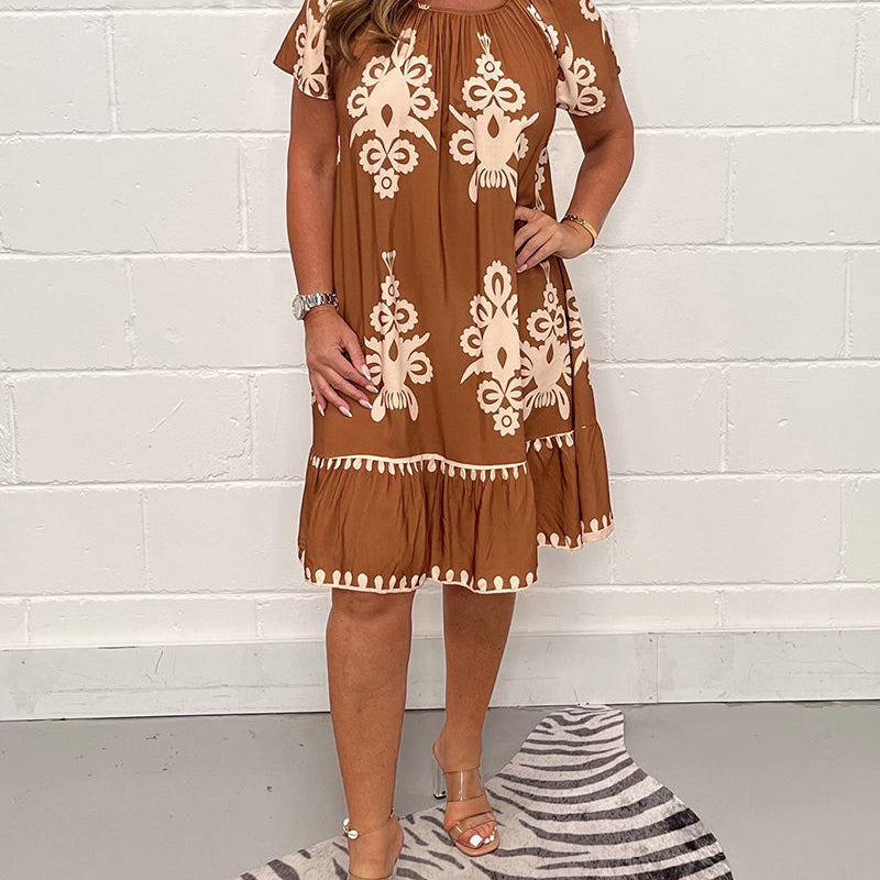 Robe imprimée à col rond