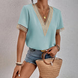 Evelina | Blouse à Col V en Dentelle Crochet pour Femme