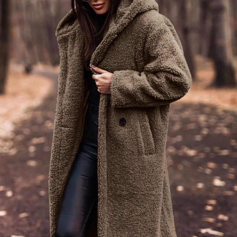 Mina | Manteau en peluche à coupe oversize avec capuche pour femme