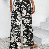 Theodora | Pantalon Large à Taille Haute Décontracté à Motif Floral pour Femme