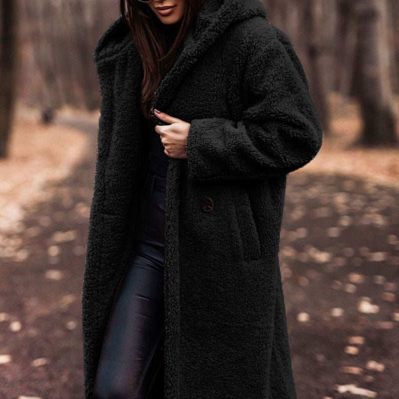 Mina | Manteau en peluche à coupe oversize avec capuche pour femme