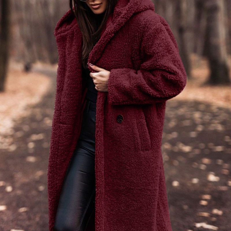 Mina | Manteau en peluche à coupe oversize avec capuche pour femme