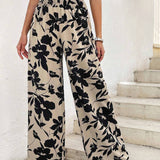 Theodora | Pantalon Large à Taille Haute Décontracté à Motif Floral pour Femme