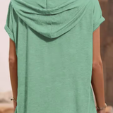 T-shirt Casual avec Capuche, Cordon de Serrage et Manches Courtes