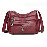 Sac bandoulière en cuir souple avec multipoches