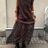 Robe sans Manches en Mesh et Patchwork