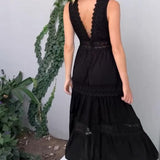 Robe débardeur col V en dentelle