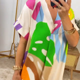 Robe décontractée à imprimé feuilles colorées