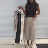 Tank Top Designer Ruffle Sans Manches