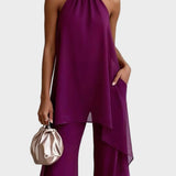 Viola – Ensemble élégant à col dos nu et pantalon