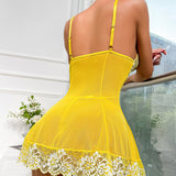 Robe Sexy Dentelle À Décorations De Nœuds Lingerie