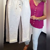 Pantalon Mode Couleur Unie Bouton Poche Mince