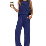 Ensemble Deux Pièces Top Gilet Plissé