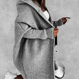 Cardigan simple à capuche de couleur unie avec motif chauve-souris