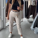 Pantalon Taille Haute Décontracté Jambe Droite