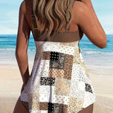 Tankini Deux Pièces Imprimé Boxer