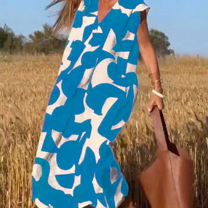 Robe avec imprimé et col en V