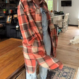 Manteau décontracté à carreaux avec boutons