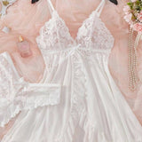 Ensemble De Nuisette Sexy En Mesh Transparent