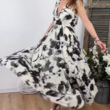 Robe fluide sans manches à imprimé fleuri