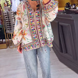 Blouse Sexy à col en V Imprimé tendance