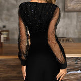Robe avec maille et col en V