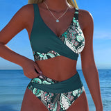 Bikini Contraste Couleur Mode Fleuri