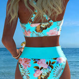 Bikini Contraste Floral Fendu