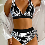 Bikini Deux Pièces Imprimé Taille Haute