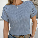 T-Shirt Col Rond Manches Courtes Évidé