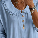 Blouse Dentelle Insérée Col Claudine