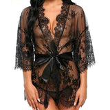 Pyjama élégant en dentelle de couleur unie