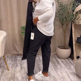 Pantalon décontracté de couleur unie avec poche