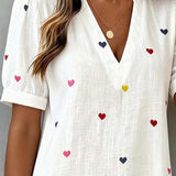Robe Colorée À Imprimé Cœur Et Col En V