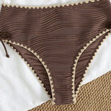 Bikini Two-Piece Set Avec Col Halter et Design Couleurs Contraste
