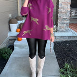 Pull ample motif guépard