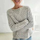 Liesbeth | Pull en maille gris élégant à manches longues pour femme
