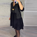 Robe patchwork à col en V