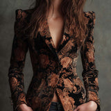 Blazer Sarto Femmes avec Imprimé Floral Noir et Bronze