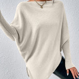 Pull uni à ourlet irrégulier