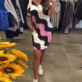 Robe À Col En V Avec Imprimé Ondulé