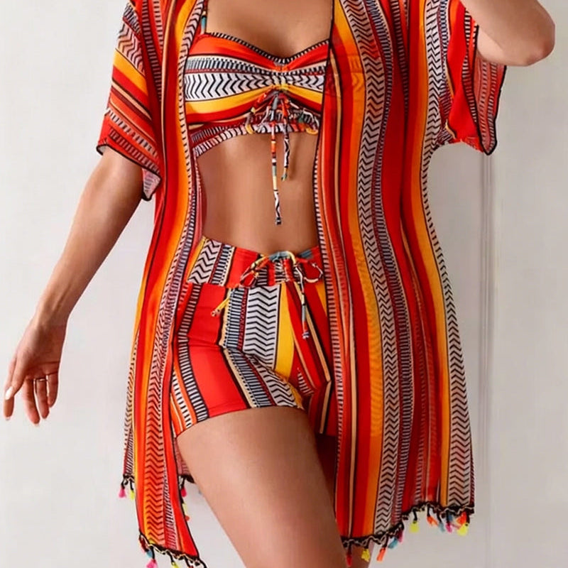 maillot de bain trois pièces bikini imprimé vacances